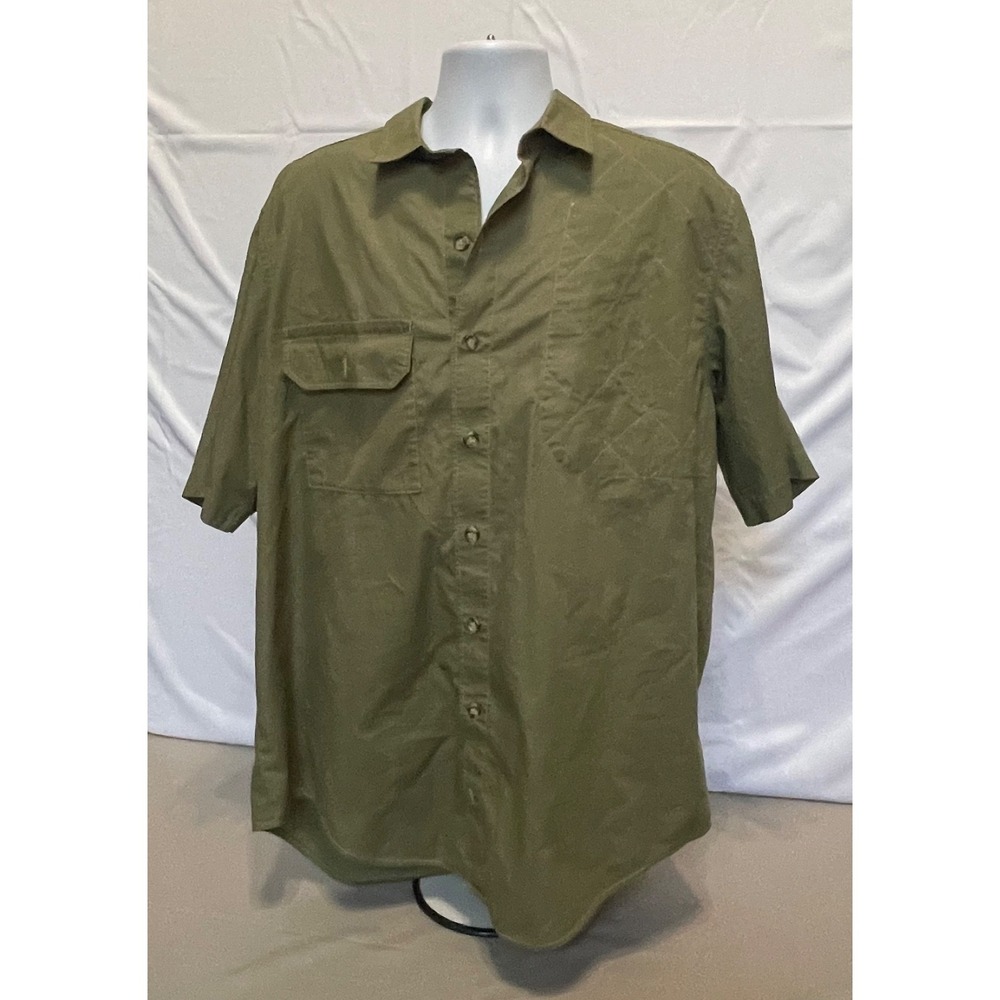 VTG Tiemann Priddy TX Men Vented Short Sleeve Button Up Cotton Shirt Size XXL‎